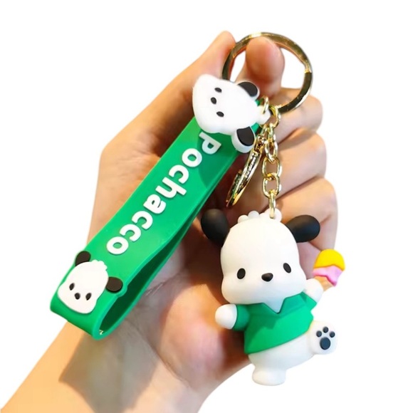Pochacco Sanrio Green 3D Keychain Bag Charm Accessory Wristlet - Picture 1 of 1